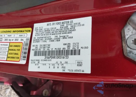 2013 Ford Fusion Se из США, поврежденный, VIN 3FA6P0HR1DR316723